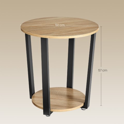 STOLIK KAWOWY OKRĄGŁY AETHEL, SONOMA, CZARNY, LOFT, Z PÓŁKĄ, DO SALONU