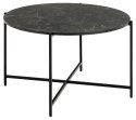 OKRĄGŁY CZARNY STOLIK GLAMOUR DO SALONU, METAL, MDF, MARMUR, 70 CM