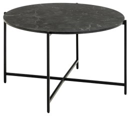 OKRĄGŁY CZARNY STOLIK GLAMOUR DO SALONU, METAL, MDF, MARMUR, 70 CM