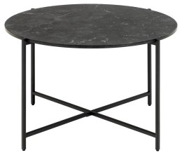 OKRĄGŁY CZARNY STOLIK GLAMOUR DO SALONU, METAL, MDF, MARMUR, 70 CM