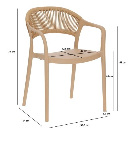 BEŻOWE KRZESŁO Z PODŁOKIETNIKAMI, BOHO, NA TARAS, BALKON, DO KUCHNI, SALONU