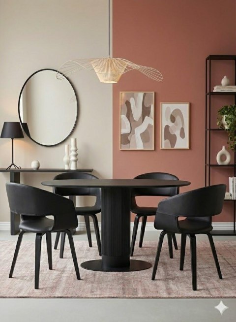 CZARNY STÓŁ MAXIM, OWALNY, DO JADALNI, DO SALONU, NOWOCZESNY, 120 CM