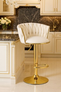 HOKER AURELIA BEŻOWY, WELUROWY, ZŁOTY, OBROTOWY, REGULOWANA WYSOKOŚĆ