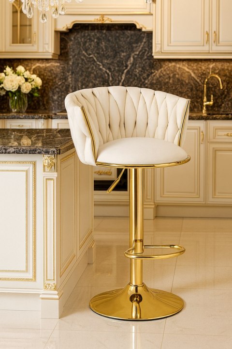 HOKER AURELIA BEŻOWY, WELUROWY, ZŁOTY, OBROTOWY, REGULOWANA WYSOKOŚĆ