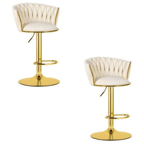 HOKER WELUROWY AURELIA, KRZESŁO BAROWE, BEŻOWY, ZŁOTE NOGI, OBROTOWY, LOFT