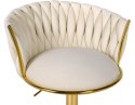 HOKER WELUROWY AURELIA, KRZESŁO BAROWE, BEŻOWY, ZŁOTE NOGI, OBROTOWY, LOFT