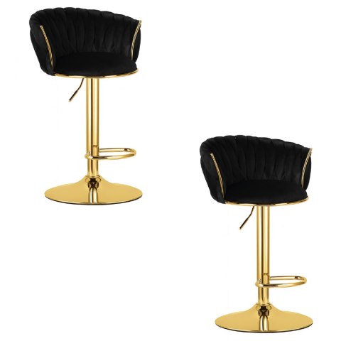 HOKER BAROWY AURELIA, CZARNY WELUR, ZŁOTA NOGA, OBROTOWY, KRZESŁO