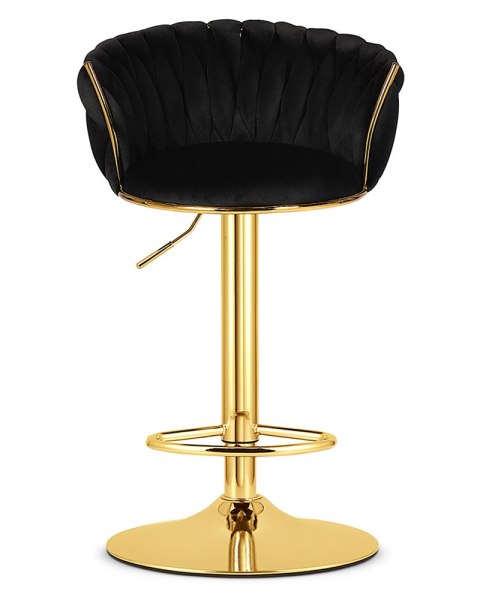 HOKER BAROWY AURELIA, CZARNY WELUR, ZŁOTA NOGA, OBROTOWY, KRZESŁO