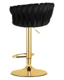 HOKER BAROWY AURELIA, CZARNY WELUR, ZŁOTA NOGA, OBROTOWY, KRZESŁO