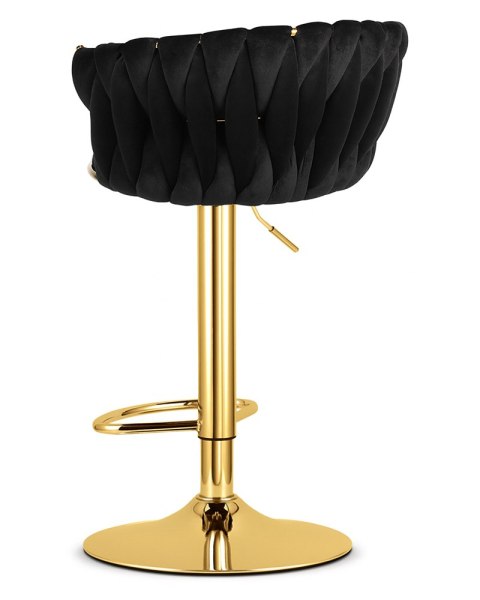 HOKER BAROWY AURELIA, CZARNY WELUR, ZŁOTA NOGA, OBROTOWY, KRZESŁO