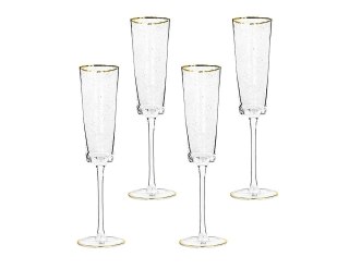 KIELISZKI DO SZAMPANA KARE AURELIA, KOMPLET 4 SZT, 165ML, ZŁOTE, SZKLANE