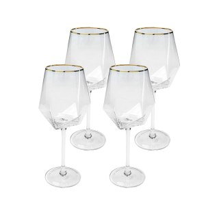 KIELISZKI DO WINA AUREOLA, KARE DESIGN, 525 ML, KOMPLET 4 SZT, ZŁOTY RANT