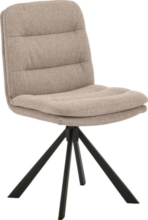 TAPICEROWANE BEŻOWE KRZESŁO OBROTOWE DEAN, DO SALONU, LOFT, PIKOWANE