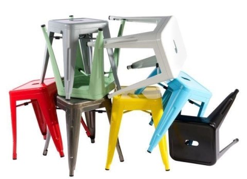 METALOWY ŻÓŁTY TABORET, STOŁEK - ARTPRO LOFT, INDUSTRIALNY, DO KUCHNI