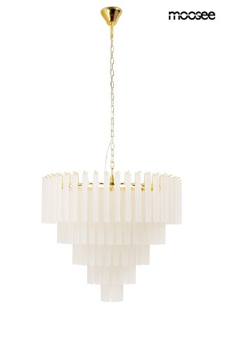 LAMPA WISZĄCA MOOSEE AURELIA 80 ZŁOTA, SZKLANA, 21XE14, ŻYRANDOL, DESIGN