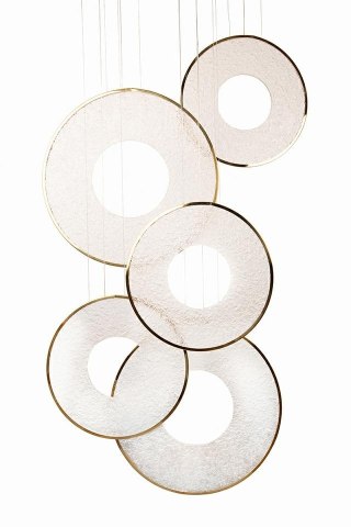 LAMPA WISZĄCA LED AURELIA, ZŁOTA, 120W, MOOSEE, RING, NOWOCZESNA, DO SALONU