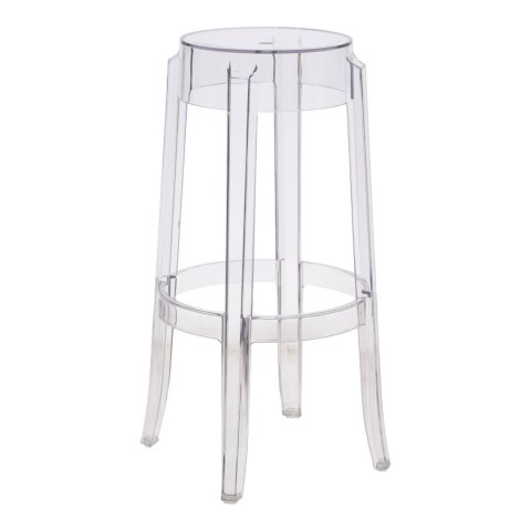 PRZEZROCZYSTY HOKER DO KUCHNI, 75 CM, OKRĄGŁY, DO WYSPY, TRANSPARENTNY