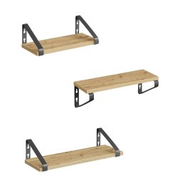 PÓŁKA WISZĄCA AETHEL, DĄB ARTISAN, 3 SZT, LOFT, REGAŁ, ŚCIENNA, NA KSIĄŻKI