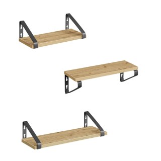 PÓŁKA WISZĄCA AETHEL, DĄB ARTISAN, 3 SZT, LOFT, REGAŁ, ŚCIENNA, NA KSIĄŻKI