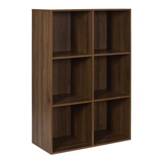 REGAŁ NOCELLO NA KSIĄŻKI, PÓŁKA, SZAFKA, ORZECH, DO SALONU, LOFT, OTWARTY