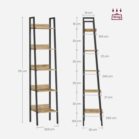 REGAŁ AURORA, NA KSIĄŻKI, PÓŁKA, BIAŁY, BIUROWY, DO SALONU, LOFT, 5 PÓŁEK