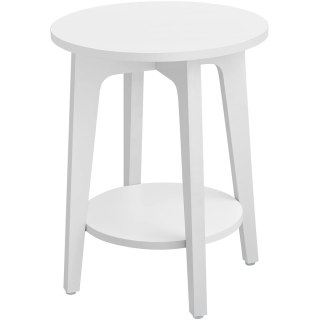 STOLIK KAWOWY OKRĄGŁY BIAŁY Z PÓŁKĄ, AURA, ŁAWA, DO SALONU, LOFT, 40 CM