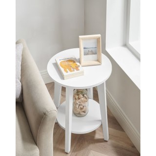 STOLIK KAWOWY OKRĄGŁY BIAŁY Z PÓŁKĄ, AURA, ŁAWA, DO SALONU, LOFT, 40 CM