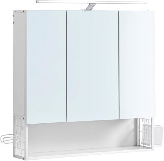SZAFKA ŁAZIENKOWA WISZĄCA LUCENTE, LUSTRO, LED, BIAŁA, 70 CM, 3 DRZWI