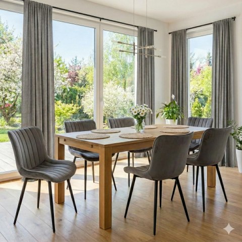 TAPICEROWANE KRZESŁO DESTIN SZARE, METALOWE, DO KUCHNI, JADALNI, WELUROWE