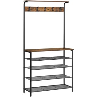 WIESZAK NA UBRANIA BUTY FORGEUX, REGAŁ, LOFT, INDUSTRIALNY, SALONU, 5 PÓŁEK