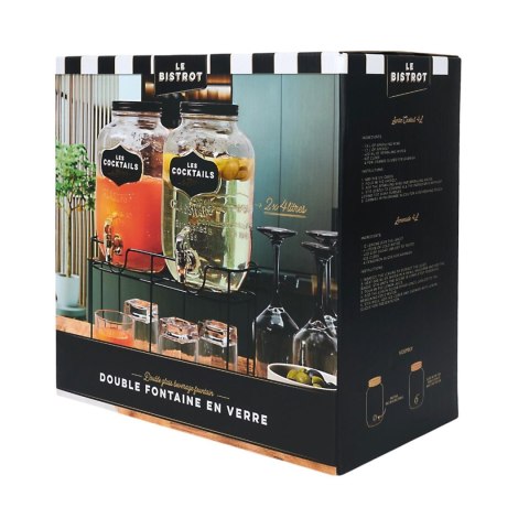 Zestaw 2 słojów na napoje 2x 4L. szklane