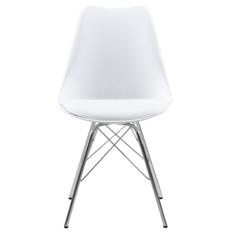 BIAŁE KRZESŁO SKANDYNAWSKIE FIORD, ELEGANCKIE, CHROM, DO SALONU, JADALNI