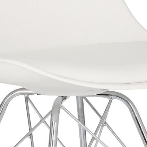 BIAŁE KRZESŁO SKANDYNAWSKIE FIORD, ELEGANCKIE, CHROM, DO SALONU, JADALNI