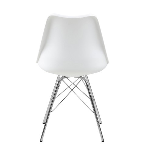 BIAŁE KRZESŁO SKANDYNAWSKIE FIORD, ELEGANCKIE, CHROM, DO SALONU, JADALNI