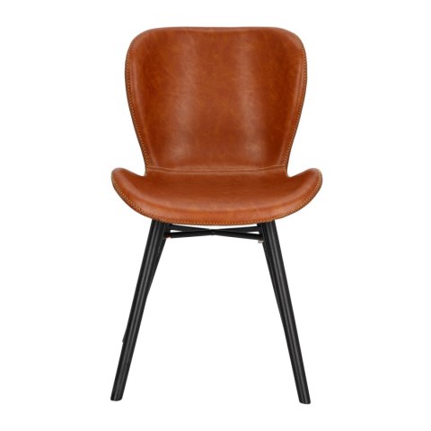 BRĄZOWE KRZESŁO BRETANIA, CZARNE NOGI, DĄB, DO JADALNI, TAPICEROWANE, RETRO