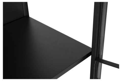 CZARNA METALOWA GABLOTA, REGAŁ, SZYBA, 4 PÓŁKI