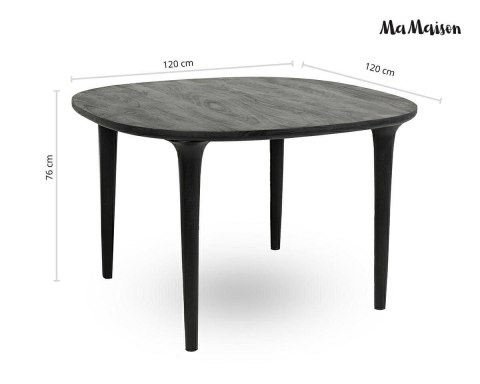 CZARNY STÓŁ LISBONA, LITE DREWNO, DO SALONU, DO JADALNI, ELEGANCKI, 120 CM