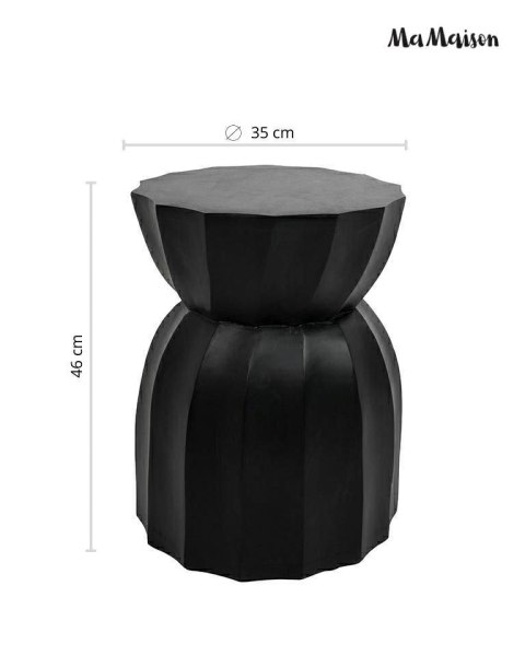 ELEGANCKI OKRĄGŁY STOLIK GLAMOUR - IVORY, CZARNY, DREWNO, DO SALONU, 35 CM