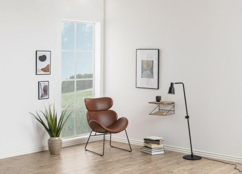 FOTEL WYPOCZYNKOWY AETHEL, DO SALONU, STYL LOFT, BRĄZOWY, CZARNY, WYGODNY