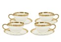 FILIŻANKI KARE AURELIA, KOMPLET 4 SZT, BIAŁO-ZŁOTE, PORCELANA, 200ML, BELL