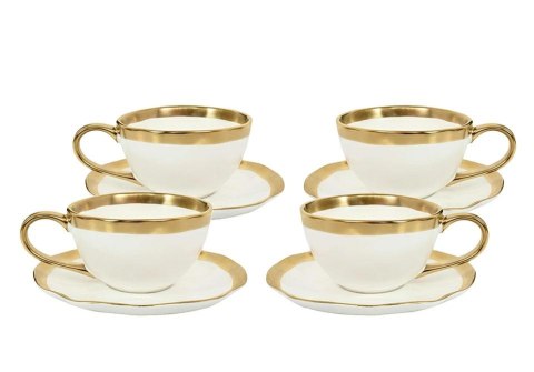FILIŻANKI KARE AURELIA, KOMPLET 4 SZT, BIAŁO-ZŁOTE, PORCELANA, 200ML, BELL