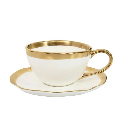 FILIŻANKI KARE AURELIA, KOMPLET 4 SZT, BIAŁO-ZŁOTE, PORCELANA, 200ML, BELL