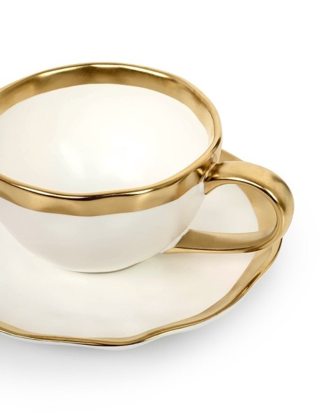 FILIŻANKI KARE AURELIA, KOMPLET 4 SZT, BIAŁO-ZŁOTE, PORCELANA, 200ML, BELL