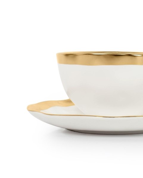 FILIŻANKI KARE AURELIA, KOMPLET 4 SZT, BIAŁO-ZŁOTE, PORCELANA, 200ML, BELL