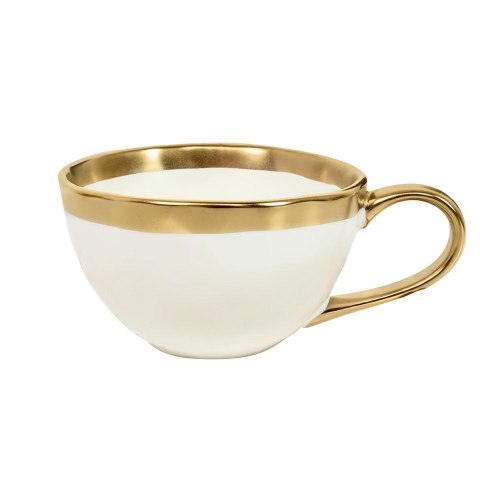FILIŻANKI KARE AURELIA, KOMPLET 4 SZT, BIAŁO-ZŁOTE, PORCELANA, 200ML, BELL