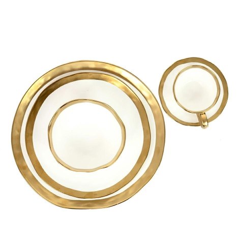 FILIŻANKI KARE AURELIA, KOMPLET 4 SZT, BIAŁO-ZŁOTE, PORCELANA, 200ML, BELL