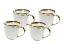 KUBKI KOMPLET 4 SZT AURELIA KARE 400ML, PORCELANA, BIAŁO-ZŁOTE, ZMYWARKA