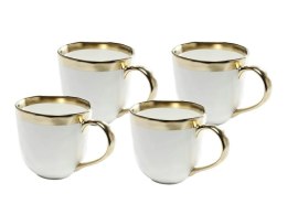 KUBKI KOMPLET 4 SZT AURELIA KARE 400ML, PORCELANA, BIAŁO-ZŁOTE, ZMYWARKA