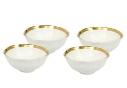 MISKI, KOMPLET 4 SZT, AURELIA KARE, 15CM, BIAŁO-ZŁOTE, PORCELANA, SALATERKI