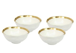 MISKI, KOMPLET 4 SZT, AURELIA KARE, 15CM, BIAŁO-ZŁOTE, PORCELANA, SALATERKI